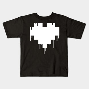 White Dripping Pixel Heart Kids T-Shirt